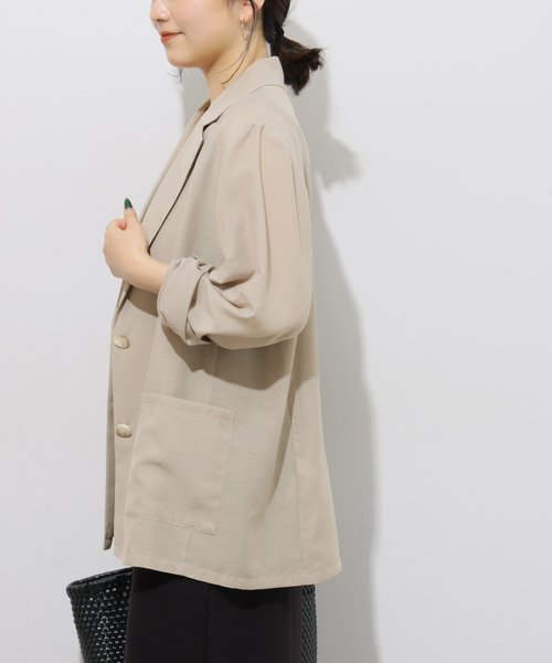 JOURNAL STANDARD relume（ジャーナルスタンダード　レリューム）の「《追加2》シングルシアージャケット（テーラードジャケット・レディース・ベージュ/ブラック/アイボリー・FREE）」の6枚目の写真
