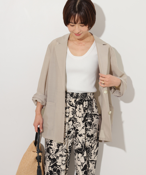 JOURNAL STANDARD relume（ジャーナルスタンダード　レリューム）の「《追加2》シングルシアージャケット（テーラードジャケット・レディース・ベージュ/ブラック/アイボリー・FREE）」の12枚目の写真