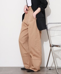 コットン配色ステッチカーブバレルパンツ