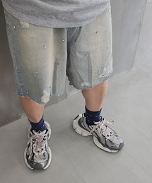 WESTBOY（ウエストボーイ）の「ラインストーンデザイン ワイドデニムショーツ ハーフパンツ WO26S8PT07（その他パンツ）」