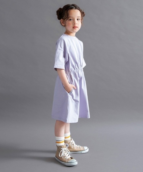 DRC branshes(ディーアールシーブランシェス)の「【WEB限定/DRC】BACKロゴ切替半袖ワンピース(ワンピース・キッズ・ブラック/ラベンダー/ピンク/ブルーグレー・140/150/120/130/110/100)」の6枚目の写真