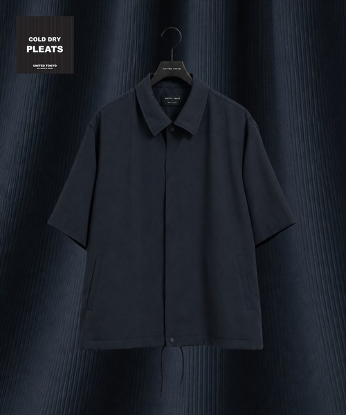 UNITED TOKYO（ユナイテッドトウキョウ）の「【接触冷感】COLD DRY PLEATS コーチブルゾン（シャツ/ブラウス・メンズ・ネイビー/ブラック/ダークグレー・1/2）」の3枚目の写真
