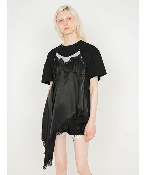 SORIN(ソリン )の「Satin Docking T-shirt/サテン ドッキングTシャツ(Tシャツ/カットソー・レディース・ブラック/グレー/グリーン・38)」の1枚目の写真