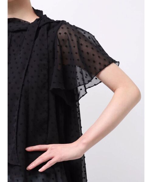LAGUNAMOON(ラグナムーン)の「ボウタイハーフスリーブシアーブラウス 【夏服】 【オフィスカジュアル】(シャツ/ブラウス・レディース・ブラック/イエロー/ホワイト・FREE)」の14枚目の写真