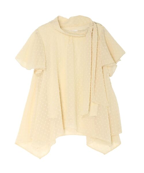 LAGUNAMOON(ラグナムーン)の「ボウタイハーフスリーブシアーブラウス 【夏服】 【オフィスカジュアル】(シャツ/ブラウス・レディース・ブラック/イエロー/ホワイト・FREE)」の5枚目の写真