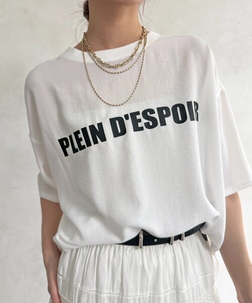 DouDou（ドゥドゥ）の「PLEIN D'ESPOIR ジョーゼット半袖ロゴTEE（シャツ/ブラウス・レディース・オフホワイト/チャコールグレー/ライトグレー・FREE）」の22枚目の写真