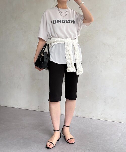 DouDou(ドゥドゥ)の「PLEIN D'ESPOIR ジョーゼット半袖ロゴTEE(シャツ/ブラウス・レディース・オフホワイト/チャコールグレー/ライトグレー/ブラウン・FREE)」の11枚目の写真