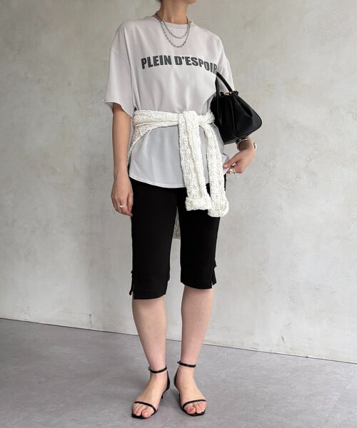 DouDou(ドゥドゥ)の「PLEIN D'ESPOIR ジョーゼット半袖ロゴTEE(シャツ/ブラウス・レディース・オフホワイト/チャコールグレー/ライトグレー/ブラウン・FREE)」の14枚目の写真