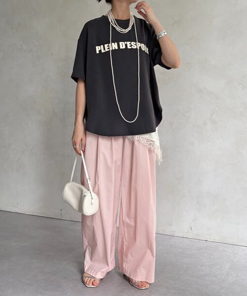 DouDou(ドゥドゥ)の「PLEIN D'ESPOIR ジョーゼット半袖ロゴTEE(シャツ/ブラウス・レディース・オフホワイト/チャコールグレー/ライトグレー/ブラウン・FREE)」の22枚目の写真