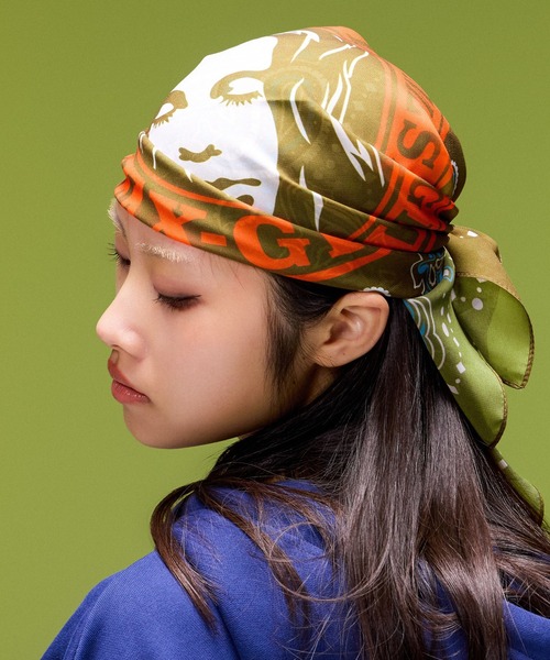 X-girl(エックスガール)の「SHEER FACE SCARF(バンダナ/スカーフ・レディース・ブラウン/ブラック・ONE SIZE)」の1枚目の写真