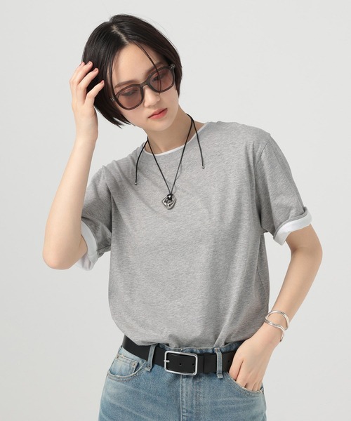 BAYFLOW（ベイフロー）の「ターンバックスリーブＴシャツ（Tシャツ/カットソー・レディース・ブラウン/グレー/チャコール・FREE）」の7枚目の写真