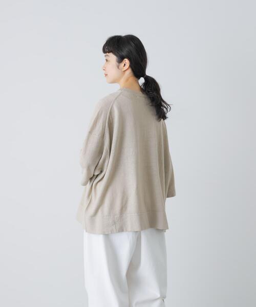 かぐれ(カグレ)の「リネン半袖クルーネックニット(ニット/セーター・レディース・ナチュラル/ブラック・FREE)」の18枚目の写真