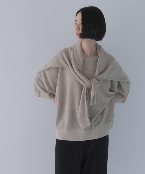 かぐれ(カグレ)の「リネン半袖クルーネックニット(ニット/セーター・レディース・ナチュラル/ブラック・FREE)」の20枚目の写真
