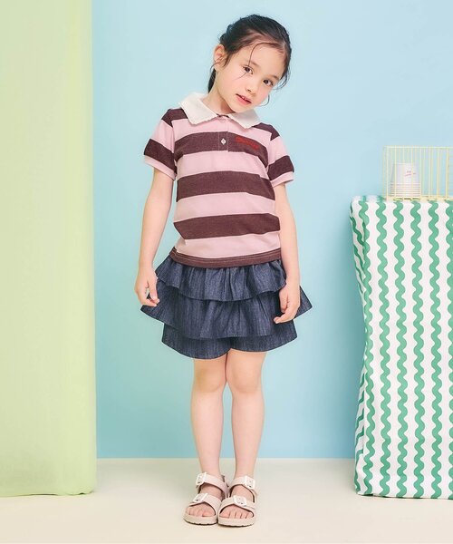 apres les cours（アプレレクール）の「【接触冷感】襟レースひんやり半袖ポロシャツ（Tシャツ/カットソー・キッズ・その他2/ネイビー・80/90/100/110/120/130/140）」の9枚目の写真