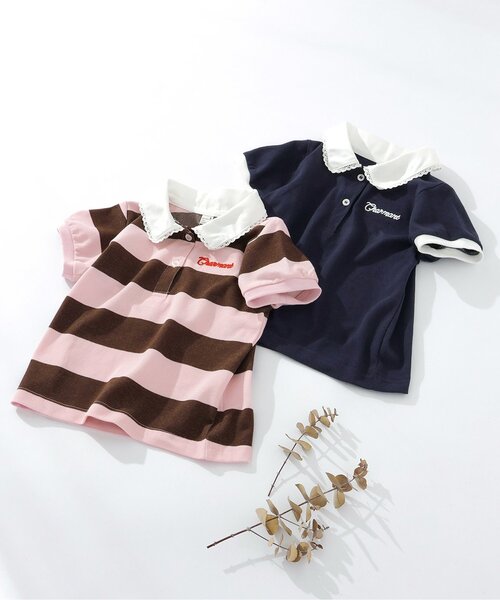 apres les cours（アプレレクール）の「【接触冷感】襟レースひんやり半袖ポロシャツ（Tシャツ/カットソー・キッズ・その他2/ネイビー・80/90/100/110/120/130/140）」の10枚目の写真