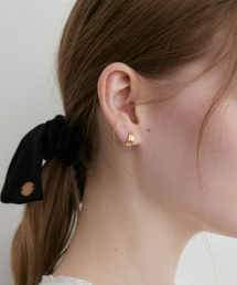 line hoop one touch earrings (E066_gold small)