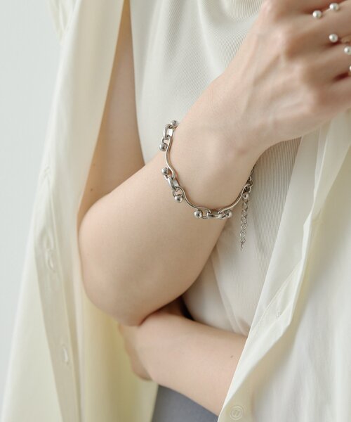 ear PAPILLONNER(イアパピヨネ)の「《金属アレルギー対応/ステンレス》デザインチェーンブレスレット(ブレスレット・レディース・シルバー/ゴールド・FREE)」の10枚目の写真