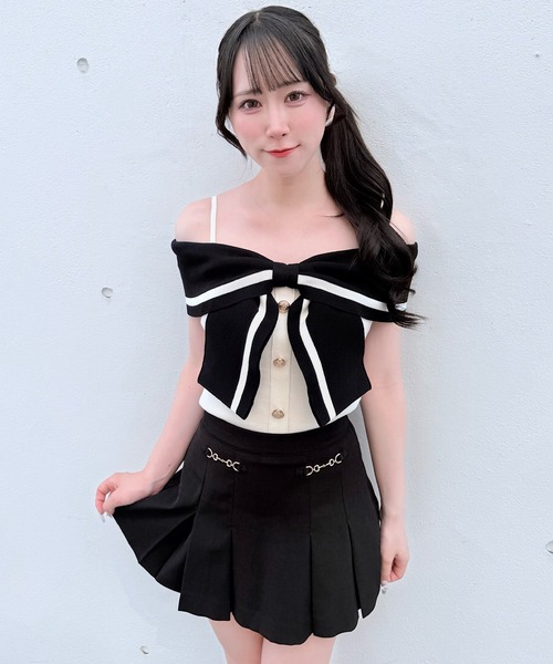 NOMAE(ノーマエ)の「ビット付きレイヤードスカパン(スカート・レディース・グレー/ネイビー/ブラック・FREE)」の9枚目の写真