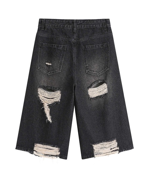 HOOK(フック)の「HOOK ダメージデニムハーフパンツ (SS)(デニムパンツ・メンズ・ブルー/ブラック・M/S/L)」の4枚目の写真