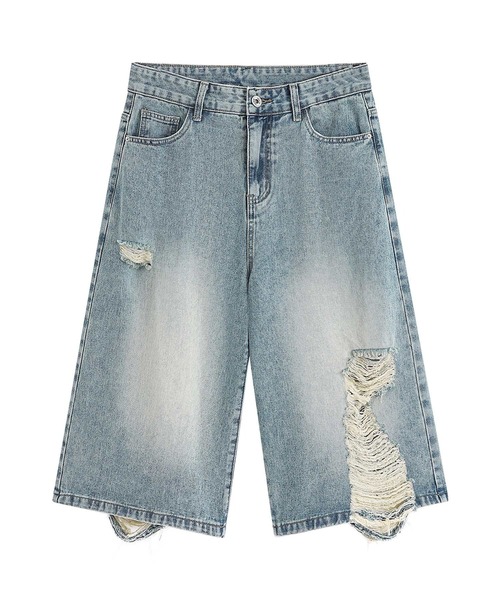 HOOK(フック)の「HOOK ダメージデニムハーフパンツ (SS)(デニムパンツ・メンズ・ブルー/ブラック・M/S/L)」の5枚目の写真