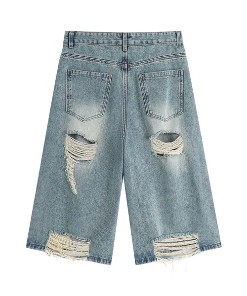 HOOK(フック)の「HOOK ダメージデニムハーフパンツ (SS)(デニムパンツ・メンズ・ブルー/ブラック・M/S/L)」の6枚目の写真