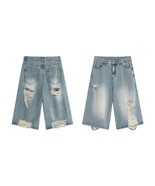 HOOK(フック)の「HOOK ダメージデニムハーフパンツ (SS)(デニムパンツ・メンズ・ブルー/ブラック・M/S/L)」の8枚目の写真