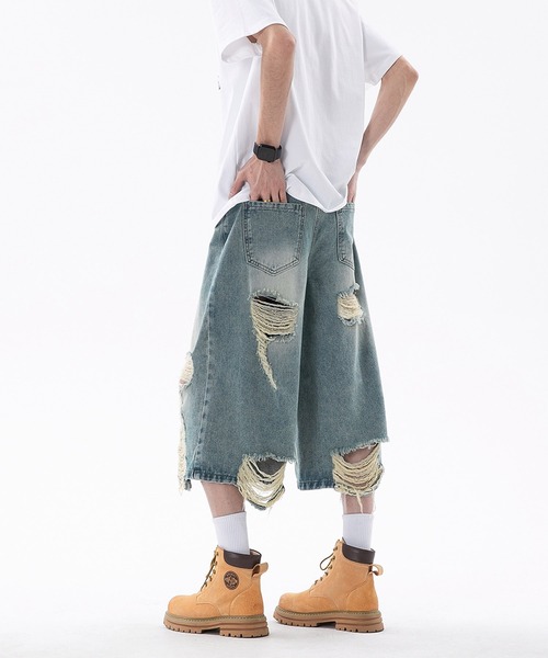 HOOK(フック)の「HOOK ダメージデニムハーフパンツ (SS)(デニムパンツ・メンズ・ブルー/ブラック・M/S/L)」の18枚目の写真