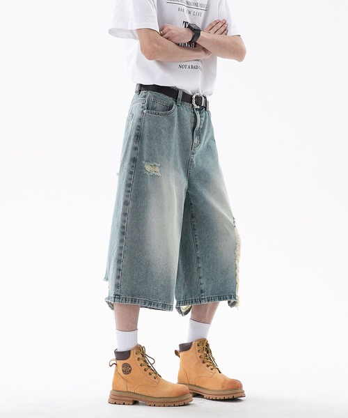 HOOK(フック)の「HOOK ダメージデニムハーフパンツ (SS)(デニムパンツ・メンズ・ブルー/ブラック・M/S/L)」の20枚目の写真