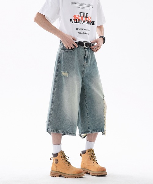 HOOK(フック)の「HOOK ダメージデニムハーフパンツ (SS)(デニムパンツ・メンズ・ブルー/ブラック・M/S/L)」の21枚目の写真