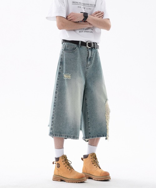 HOOK(フック)の「HOOK ダメージデニムハーフパンツ (SS)(デニムパンツ・メンズ・ブルー/ブラック・M/S/L)」の22枚目の写真