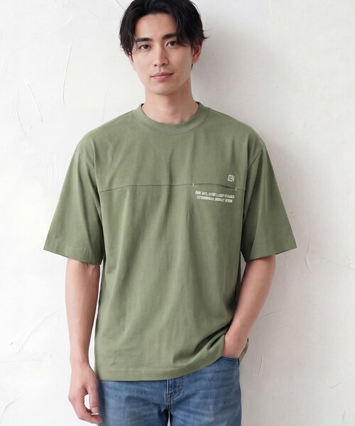 Dessin(デッサン)の「【吸水速乾/UVカット】メッシュ素材 スポーティTシャツ(Tシャツ/カットソー・メンズ・ブラック/カーキ系6/ホワイト・02/03)」の1枚目の写真