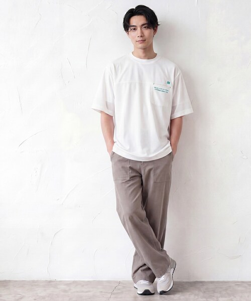 Dessin(デッサン)の「【吸水速乾/UVカット】メッシュ素材 スポーティTシャツ(Tシャツ/カットソー・メンズ・ブラック/カーキ系6/ホワイト・02/03)」の6枚目の写真
