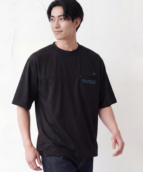 Dessin(デッサン)の「【吸水速乾/UVカット】メッシュ素材 スポーティTシャツ(Tシャツ/カットソー・メンズ・ブラック/カーキ系6/ホワイト・02/03)」の8枚目の写真