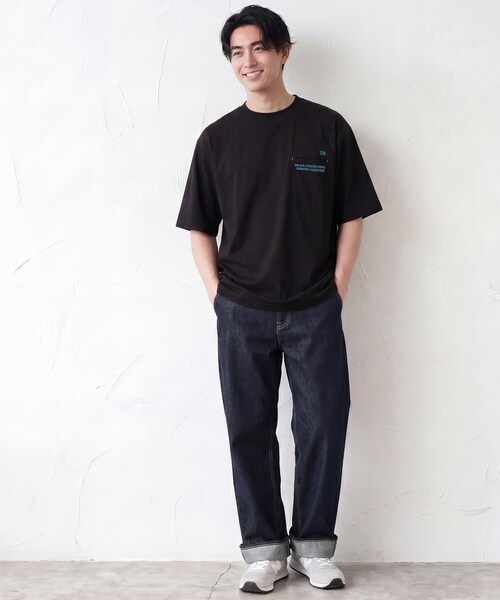 Dessin(デッサン)の「【吸水速乾/UVカット】メッシュ素材 スポーティTシャツ(Tシャツ/カットソー・メンズ・ブラック/カーキ系6/ホワイト・02/03)」の10枚目の写真