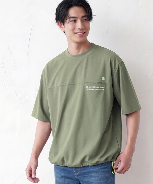 Dessin(デッサン)の「【吸水速乾/UVカット】メッシュ素材 スポーティTシャツ(Tシャツ/カットソー・メンズ・ブラック/カーキ系6/ホワイト・02/03)」の12枚目の写真