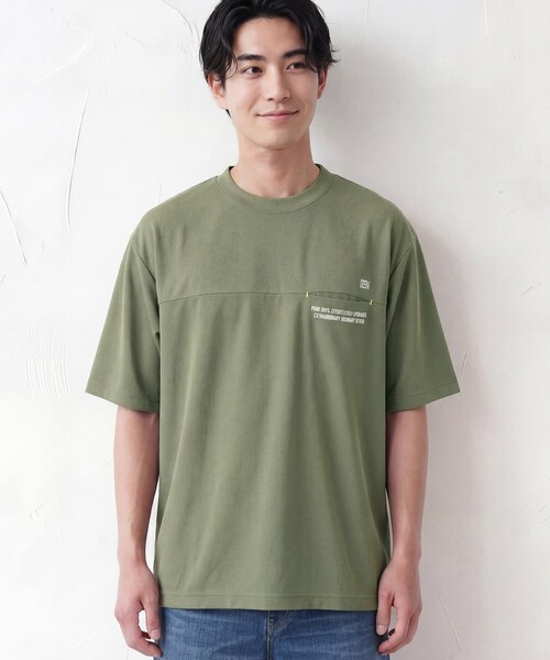 Dessin(デッサン)の「【吸水速乾/UVカット】メッシュ素材 スポーティTシャツ(Tシャツ/カットソー・メンズ・ブラック/カーキ系6/ホワイト・02/03)」の16枚目の写真