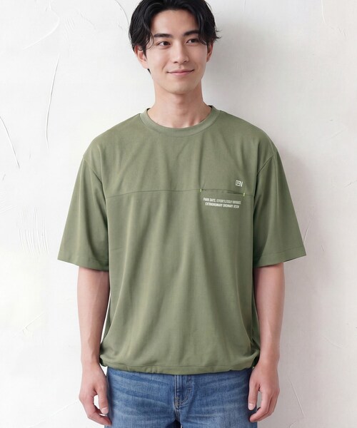 Dessin(デッサン)の「【吸水速乾/UVカット】メッシュ素材 スポーティTシャツ(Tシャツ/カットソー・メンズ・ブラック/カーキ系6/ホワイト・02/03)」の19枚目の写真
