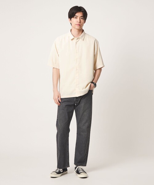 green label relaxing(グリーンレーベルリラクシング)の「【WEB限定】JUST fit ソフトドレープ ボックスシルエット 半袖 シャツ(シャツ/ブラウス・メンズ・ライトグレー/ダークグレー/ネイビー/オフホワイト・M/L/XL/S)」の5枚目の写真