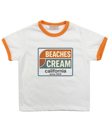 ビーチスレタリングリンガーTシャツ-オレンジ