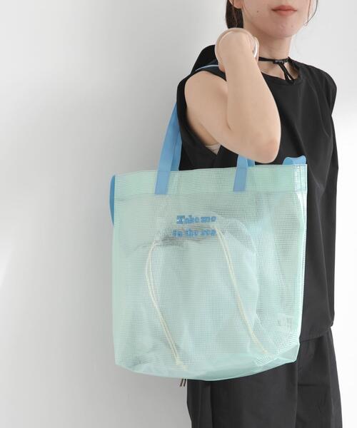URBAN RESEARCH Sonny Label(アーバンリサーチサニーレーベル)の「ポーチ付ビッグプールバッグ(トートバッグ・レディース・ピンク/ミント/クリア・ONE)」の2枚目の写真