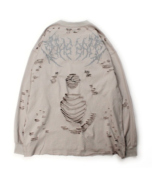 GALFY(ガルフィー)の「【GALFY】大ダメージロンTEE / 【ガルフィー】大ダメージ長袖Tシャツ(Tシャツ/カットソー・メンズ・ベージュ/ブルーグレー/チャコール・L/XL)」の19枚目の写真