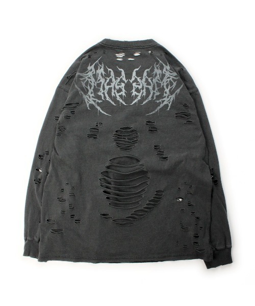 GALFY(ガルフィー)の「【GALFY】大ダメージロンTEE / 【ガルフィー】大ダメージ長袖Tシャツ(Tシャツ/カットソー・メンズ・ベージュ/ブルーグレー/チャコール・L/XL)」の11枚目の写真