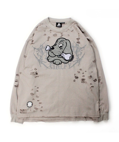GALFY(ガルフィー)の「【GALFY】大ダメージロンTEE / 【ガルフィー】大ダメージ長袖Tシャツ(Tシャツ/カットソー・メンズ・ベージュ/ブルーグレー/チャコール・L/XL)」の18枚目の写真