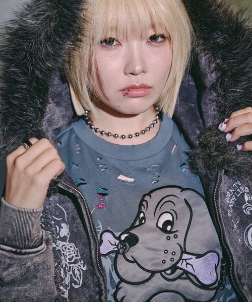 GALFY(ガルフィー)の「【GALFY】大ダメージロンTEE / 【ガルフィー】大ダメージ長袖Tシャツ(Tシャツ/カットソー・メンズ・ベージュ/ブルーグレー/チャコール・L/XL)」の20枚目の写真