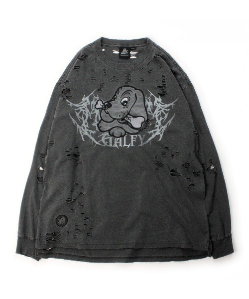 GALFY(ガルフィー)の「【GALFY】大ダメージロンTEE / 【ガルフィー】大ダメージ長袖Tシャツ(Tシャツ/カットソー・メンズ・ベージュ/ブルーグレー/チャコール・L/XL)」の10枚目の写真