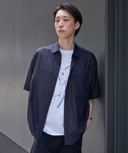 City Ambient Products（シティアンビエントプロダクツ）の「City Ambient Products: Cityform スーパーライト ナイロン リップ ショートスリーブ シャツ（シャツ/ブラウス・メンズ・ブラック/ネイビー・SMALL/MEDIUM/LARGE）」の9枚目の写真