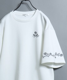ANPAS | Ponte Floral Chest & Sleeve Embroidery T-Shirt / ポンチ 〈接触冷感 吸汗速乾〉胸袖フラワー刺繍 半袖Tシャツ メンズ レディース ユニセックス クール ドライ(Tシャツ/カットソー)