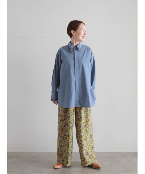 FIL DE FER(フィルデフェール)の「パーツ刺繍コットン ロングシャツ(シャツ/ブラウス・レディース・ブルーグレー/ブラウン・FREE)」の14枚目の写真