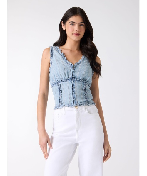 Guess(ゲス)の「REBECA Top トップス キャミソール タンクトップ デニム(キャミソール・レディース・ライトインディゴブルー・LARGE/MEDIUM/SMALL/X-SMALL)」の7枚目の写真