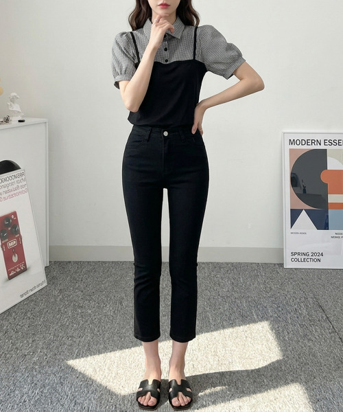 VIVID LADY(ビビッドレディー)の「チェックシャツドッキング 半袖トップス(シャツ/ブラウス・レディース・ブラック/アイボリー・FREE)」の11枚目の写真